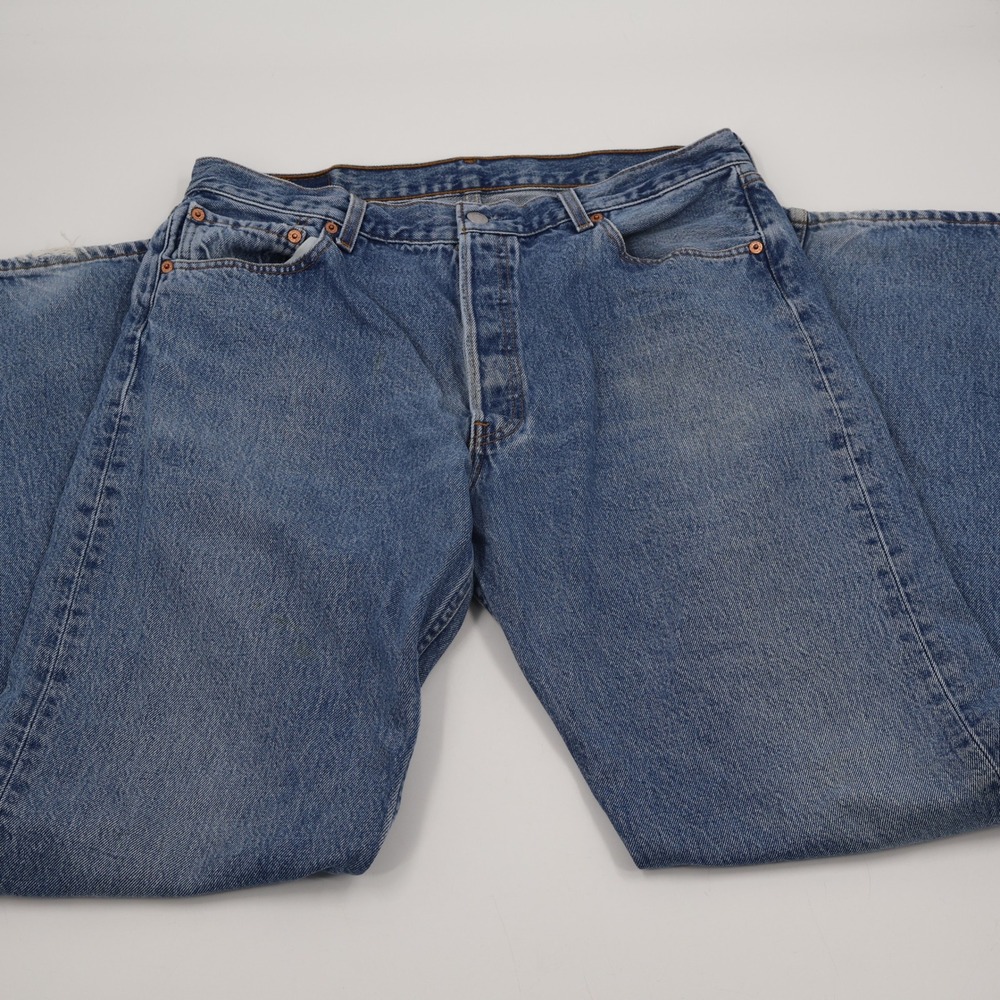 Levi's 501 Jeans Mens 36x34 Blue Vintage 90s Distressed Button Fly 00501-0193
